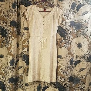 Sand and cream linen floral dress Sz 4